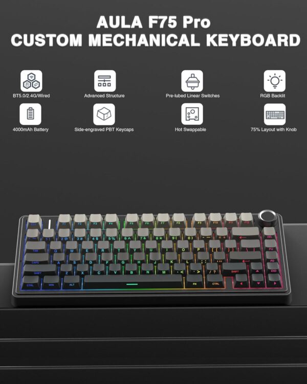 AULA F75 Pro Wireless Mechanical Keyboard - Image 2