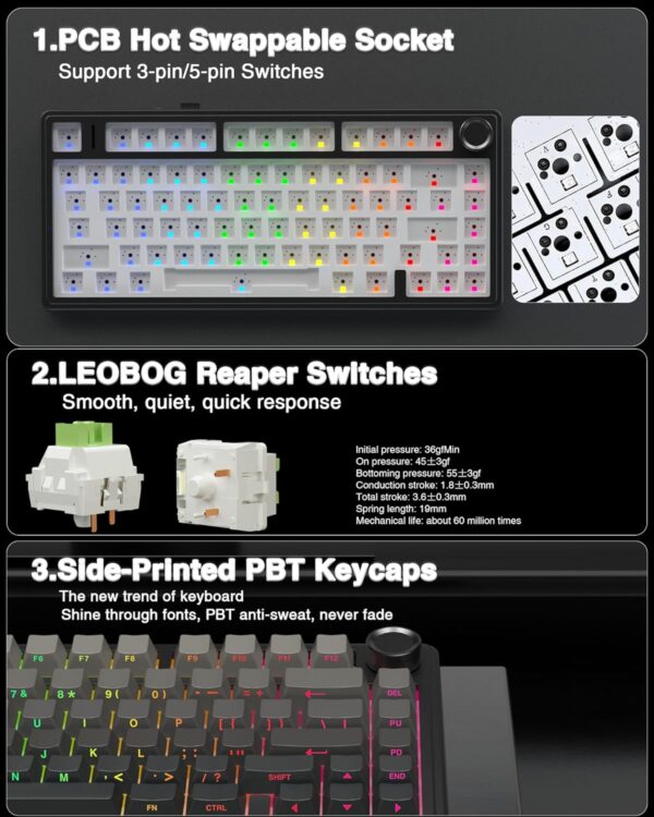 AULA F75 Pro Wireless Mechanical Keyboard - Image 5